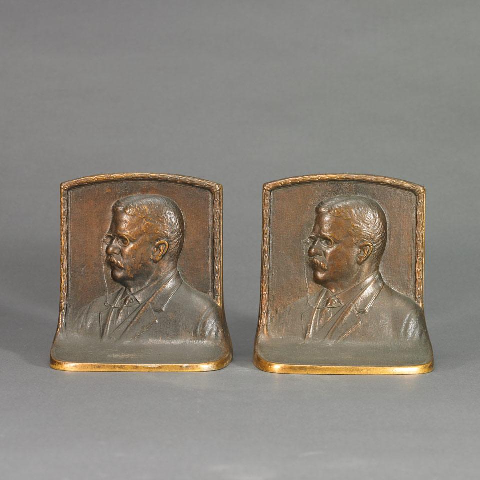 Pair of Patinated Bronze Theodore ‘Teddy’ Roosevelt Bookends by Gregory Seymour Allen (American, 1884-1935)
