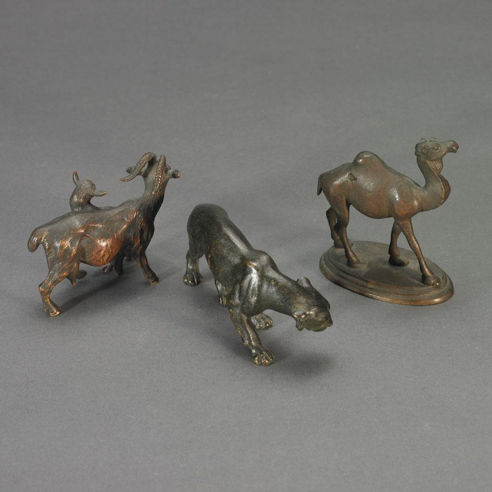 Group of Three Small Austrian Cold Painted Bronze Animal Figures, c.1900