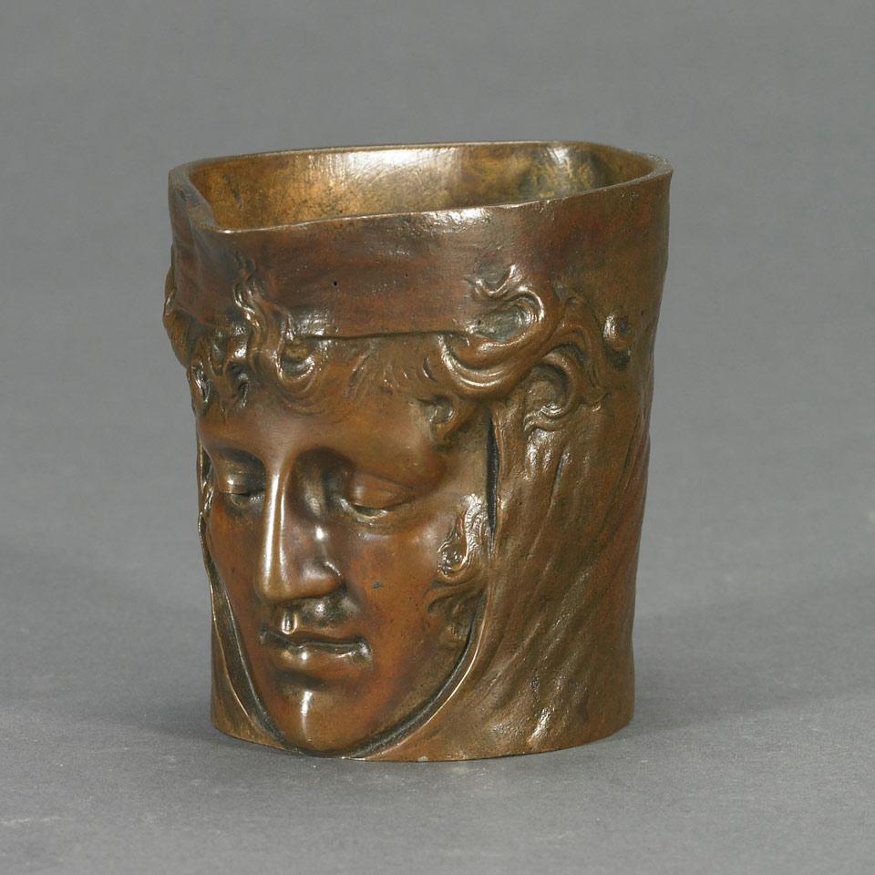 Art Nouveau Patinated Bronze Head Form Creamer, c.1890
