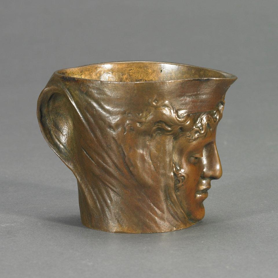 Art Nouveau Patinated Bronze Head Form Creamer, c.1890