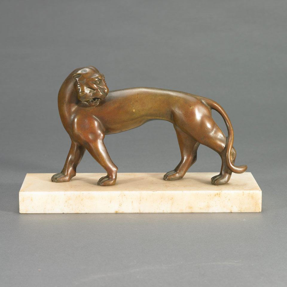 H. Gaudron (French, fl. early 20th century) Art Deco Patinated Bronze Figure of a Chetah