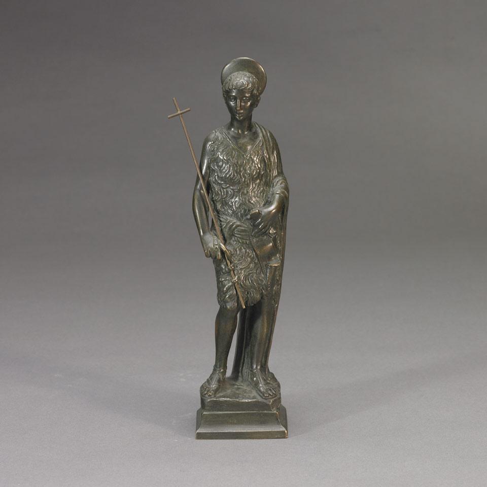 After Donatello, Grand Tour Figure of St. John the Baptist, Dressed in Camel Skin and Carrying Long Cross, 19th century