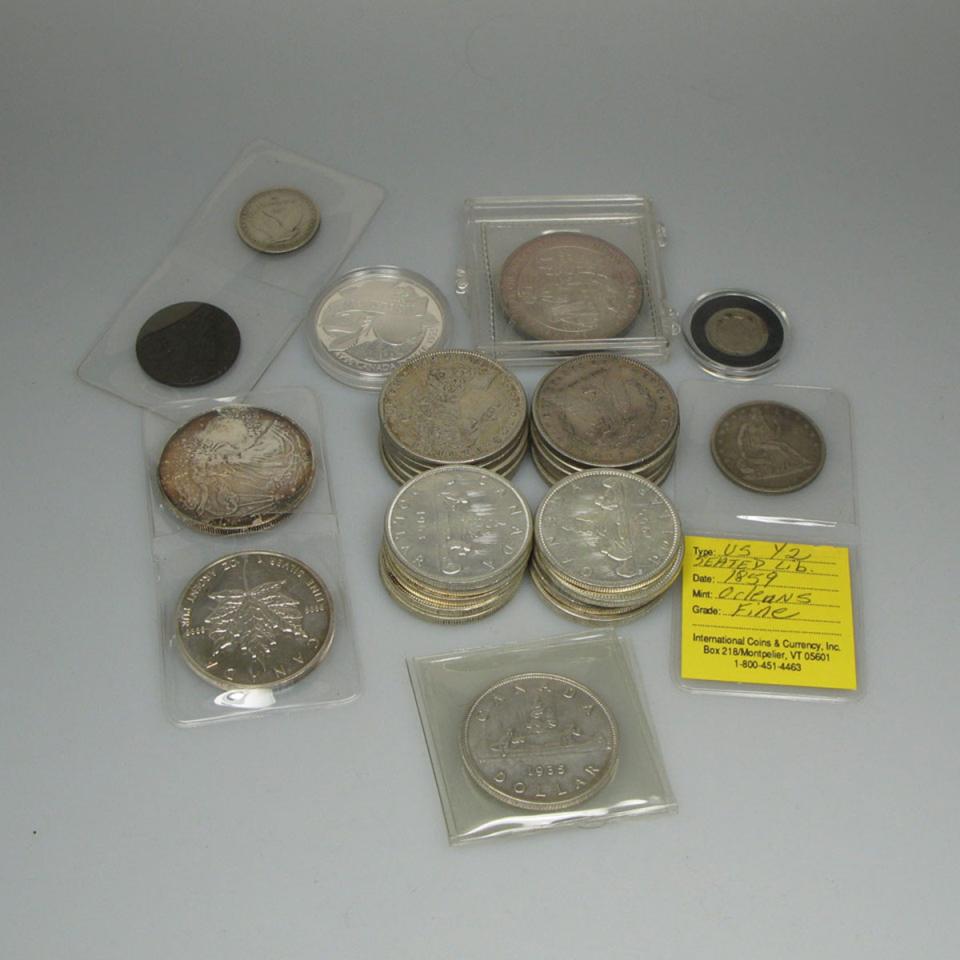 Quantity Of Canadian, American And Mexican Coins