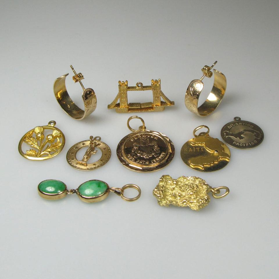 Small Quantity Of Gold Charms And Earrings