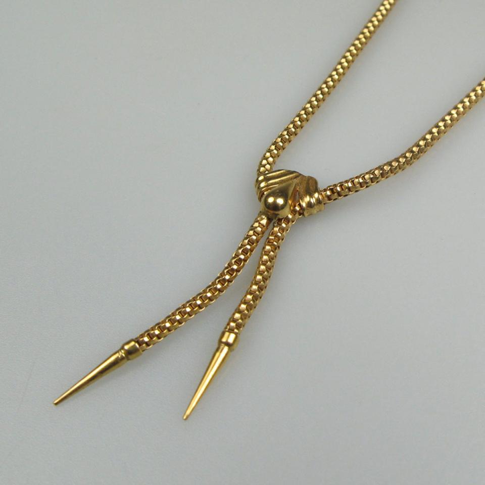 Italian 18k Yellow Gold Bolo Style Necklace