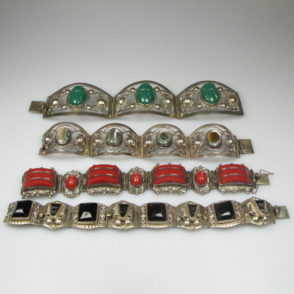 4 Mexican Sterling Bracelets