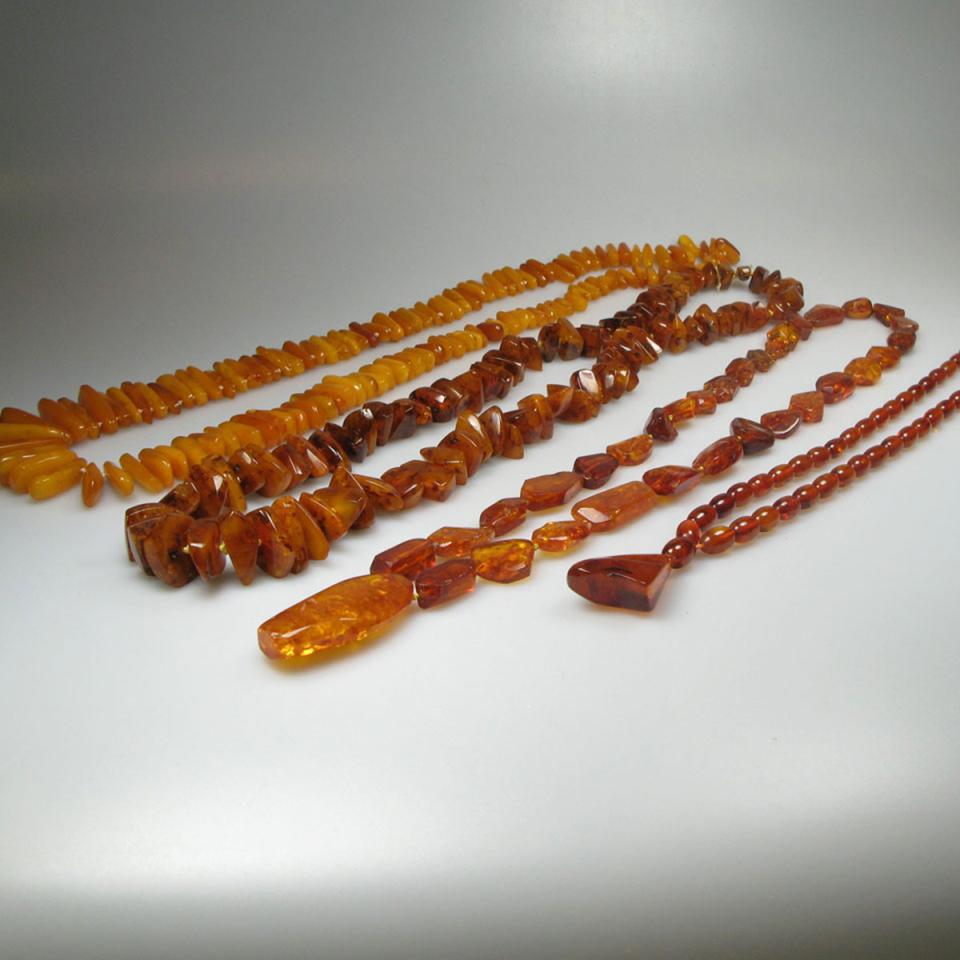4 Strands Of Amber Beads