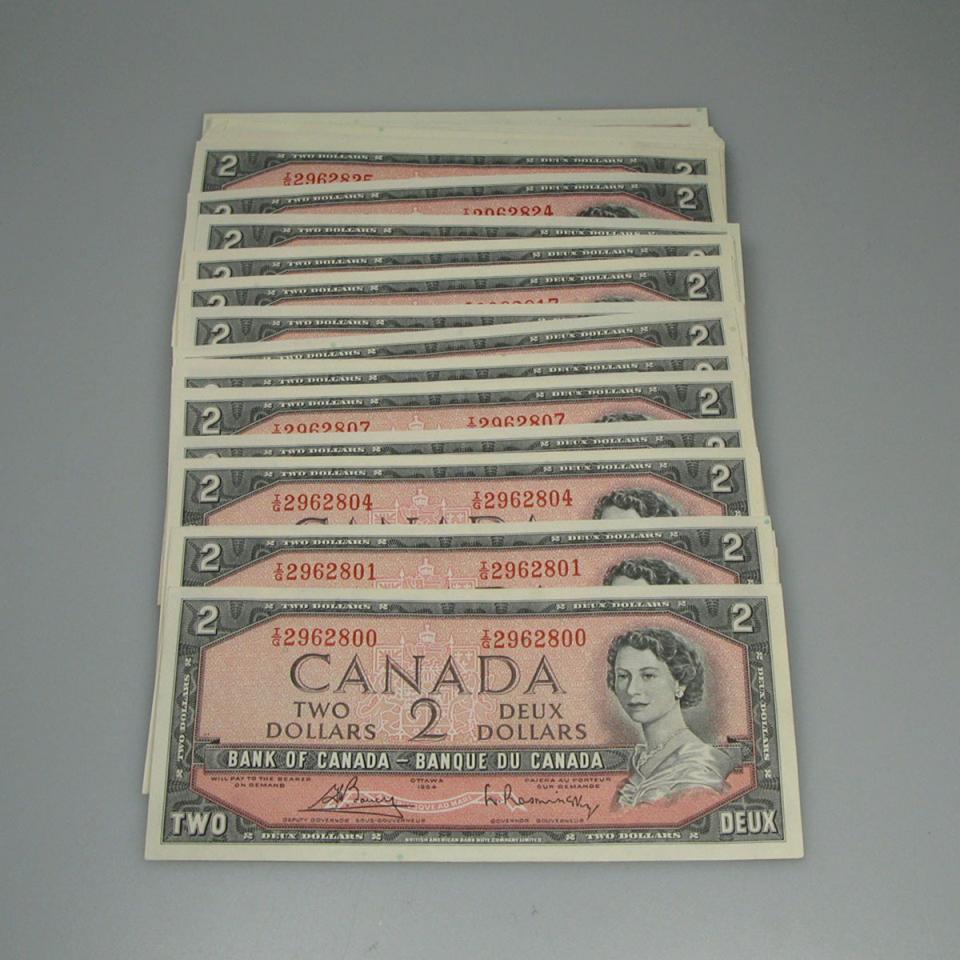 100 Canadian 1954 $2 Bank Notes