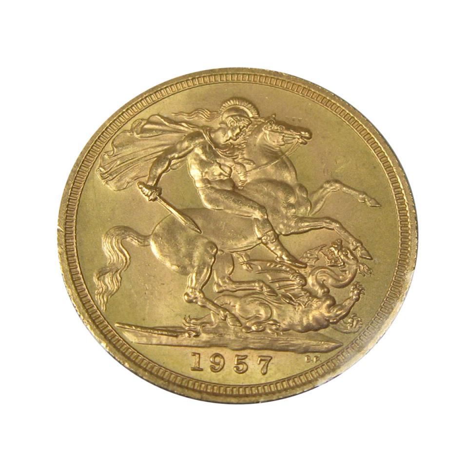 English 1957 Gold Sovereign