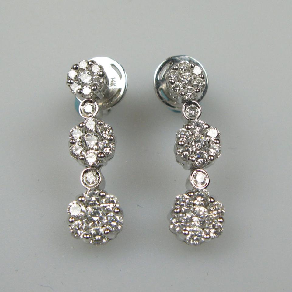 Pair Of 14k White Gold Drop Earrings