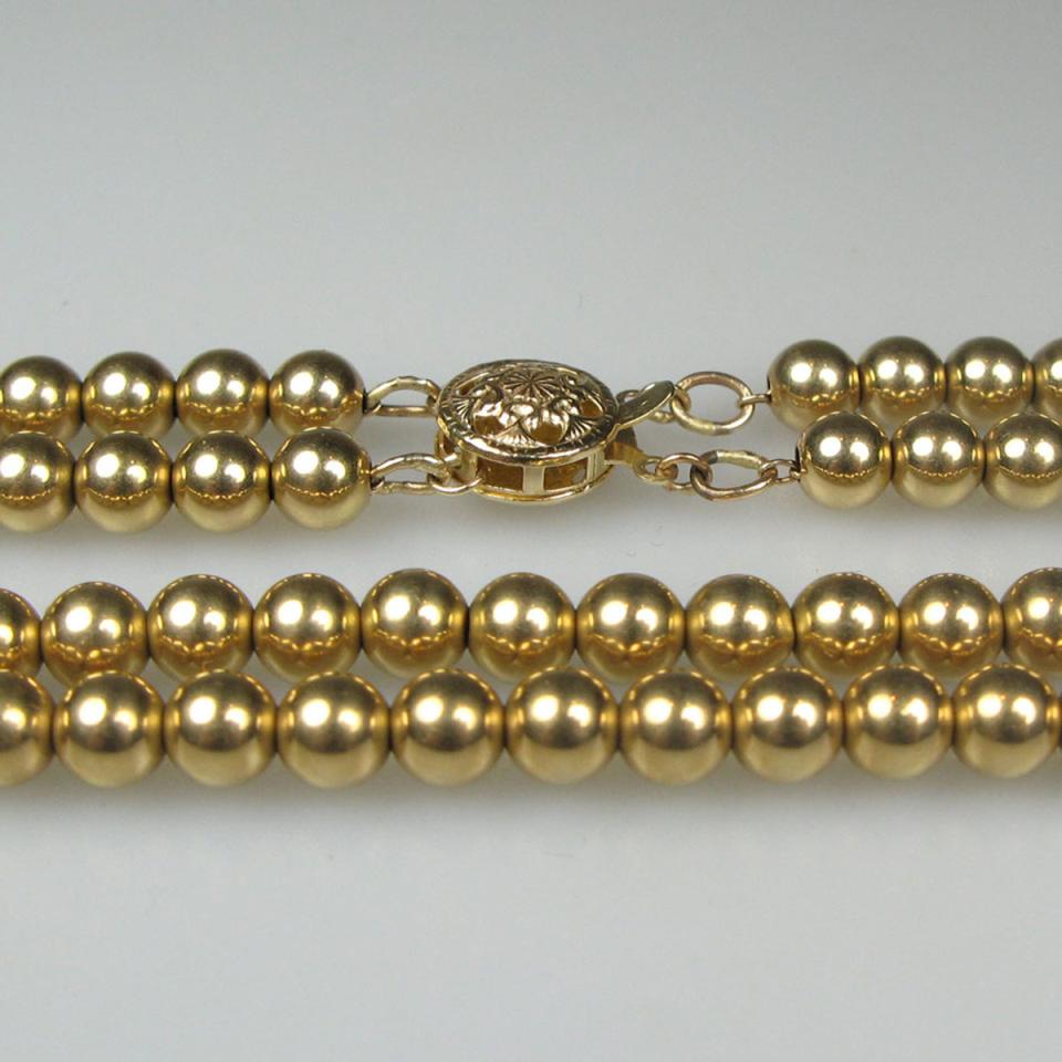 Double Strand Gold Bead Necklace (5.2mm)