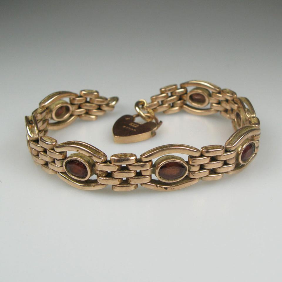 English 9k Rose Gold Gate-Link Bracelet