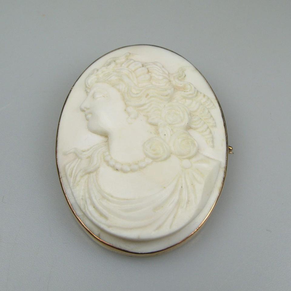 Oval Carved Pink Shell Cameo