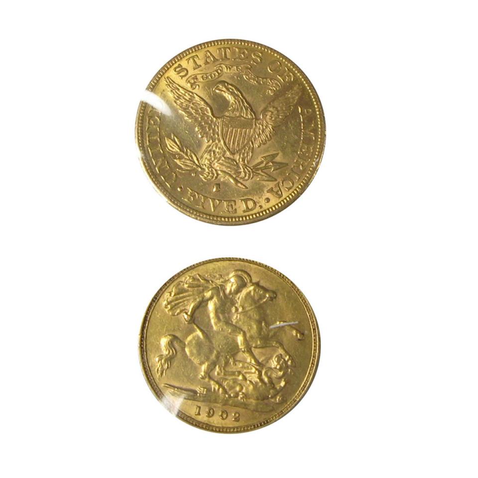American $5 Half Eagle 1884S Gold Coin