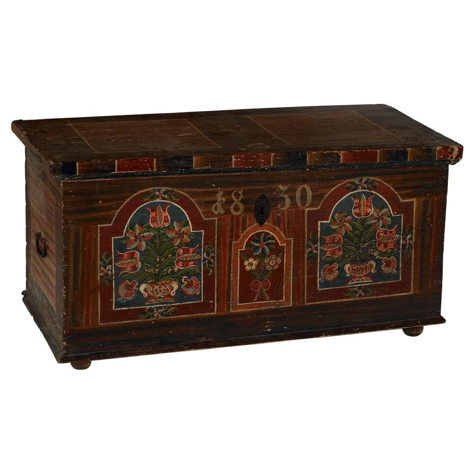Austrian Painted Pine Marriage Chest