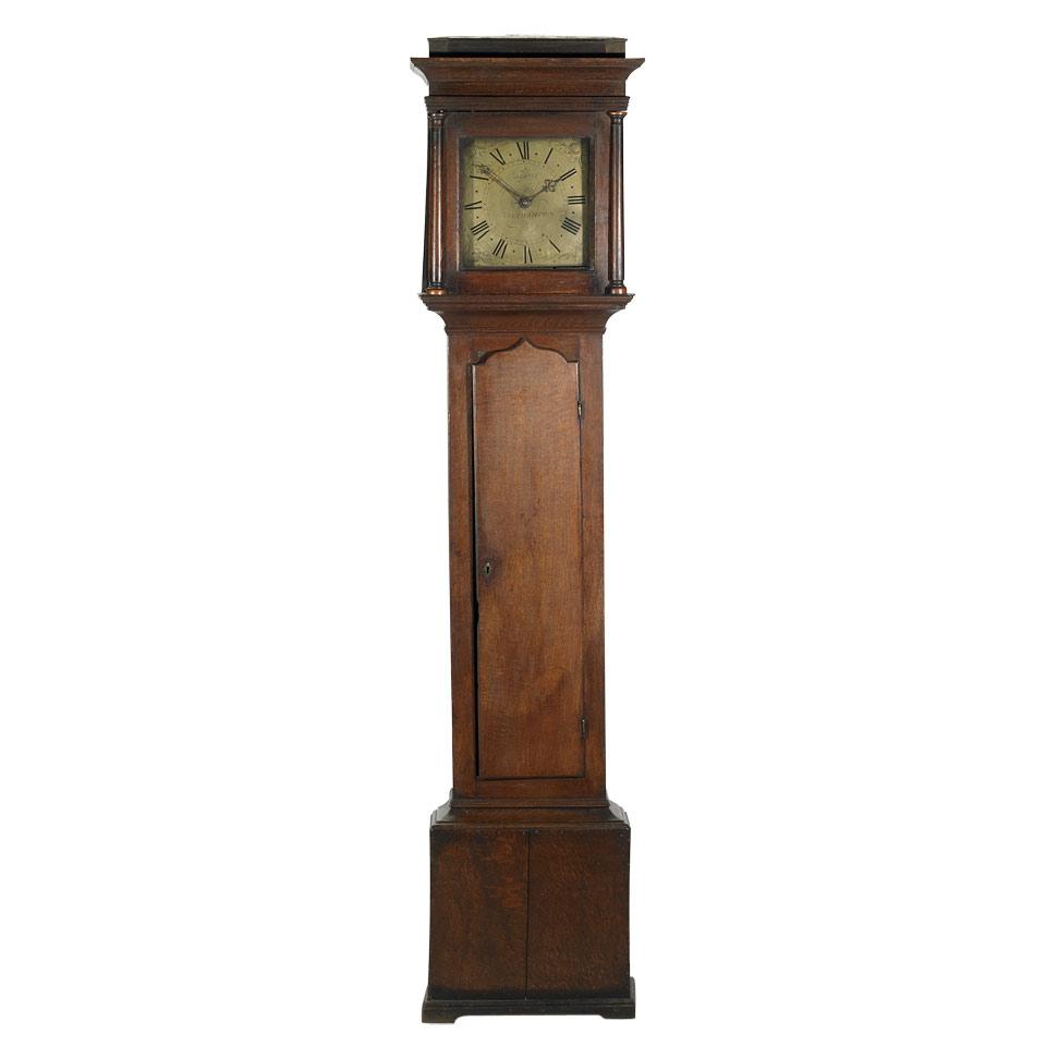 George Fish, Northampton, English Oak Tall Case Clock, 18th century