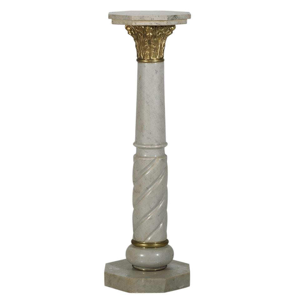 Italian Ormolu Mounted Marble Column Form Pedestal, c.1910