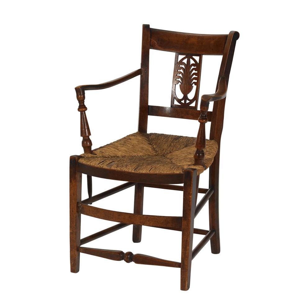 Continental Fruitwood Open Arm Chair
