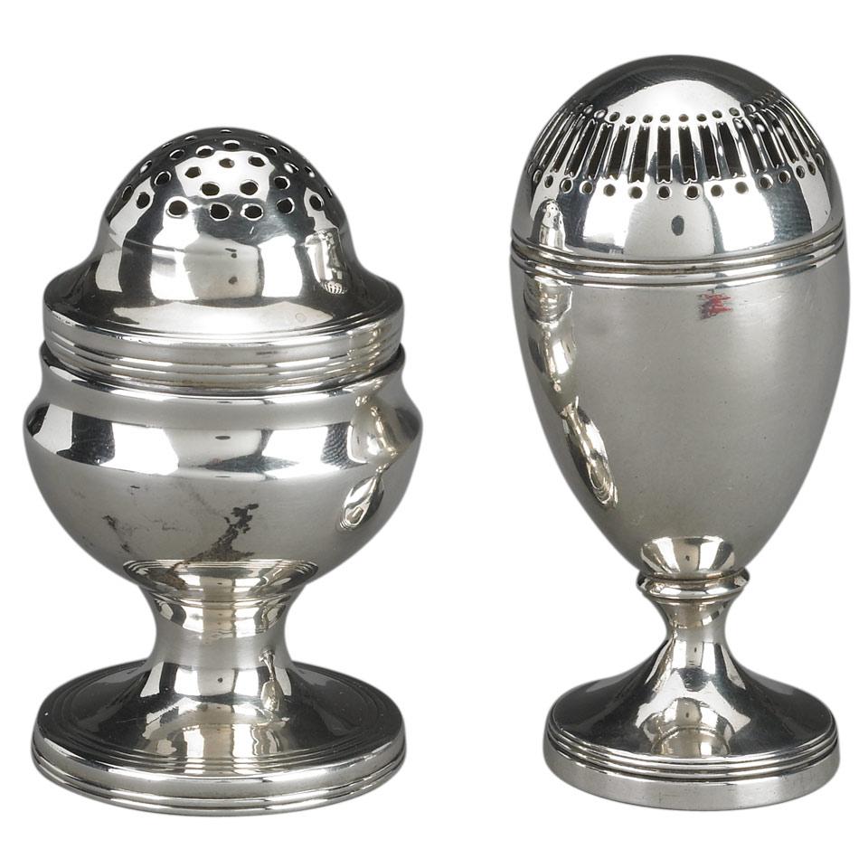 Two George III Silver Casters, John Emes, London, 1806 and William Bateman, London, 1819