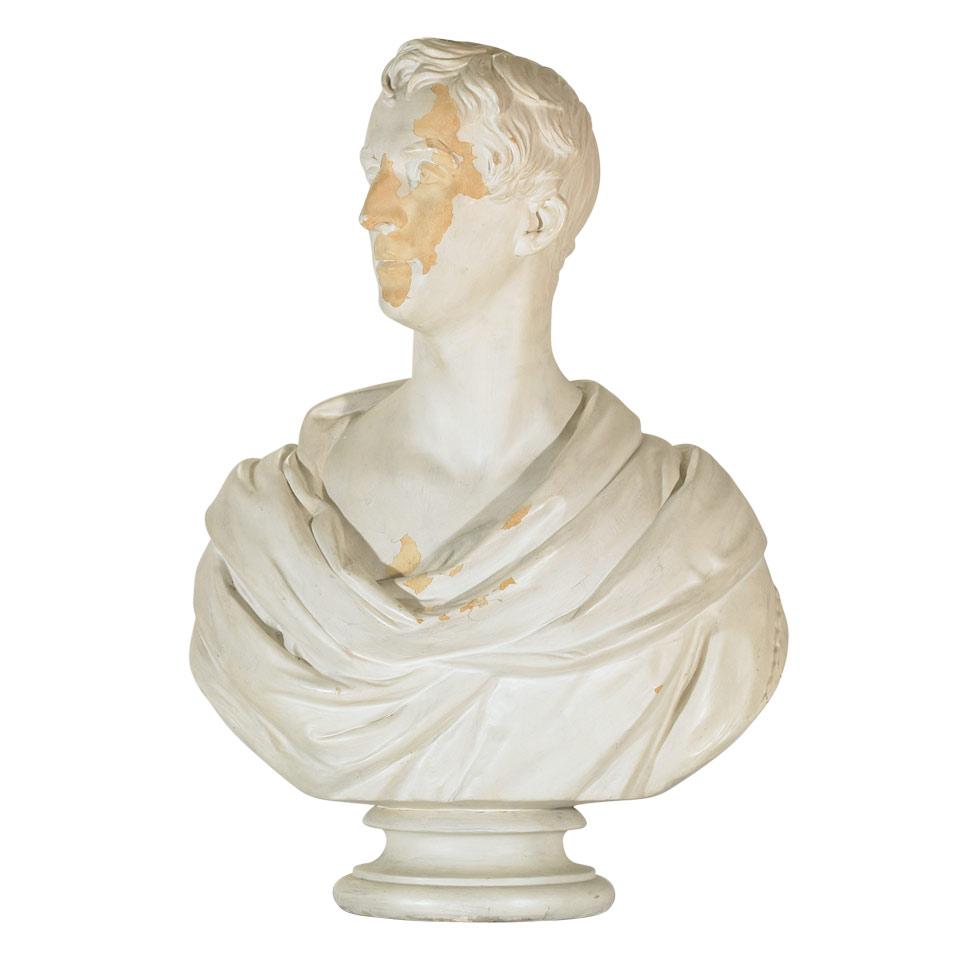 Henry Behnes Burlowe (English, 19th century) Painted Plaster Togate Bust of a Gentleman, c.1830