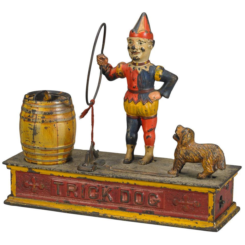 Shepard Hardware Co., Painted Cast Iron Mechanical Bank, Trick Dog, c.1930