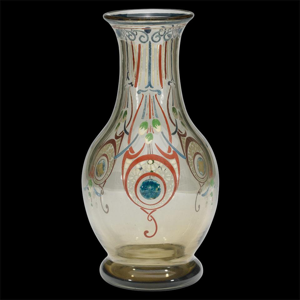 Schneider Enameled Glass Vase, early 20th century