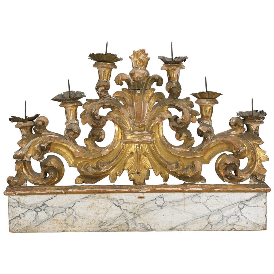 Italian Carved Faux Marble and Giltwood Votive Candle Stand, 19th Century