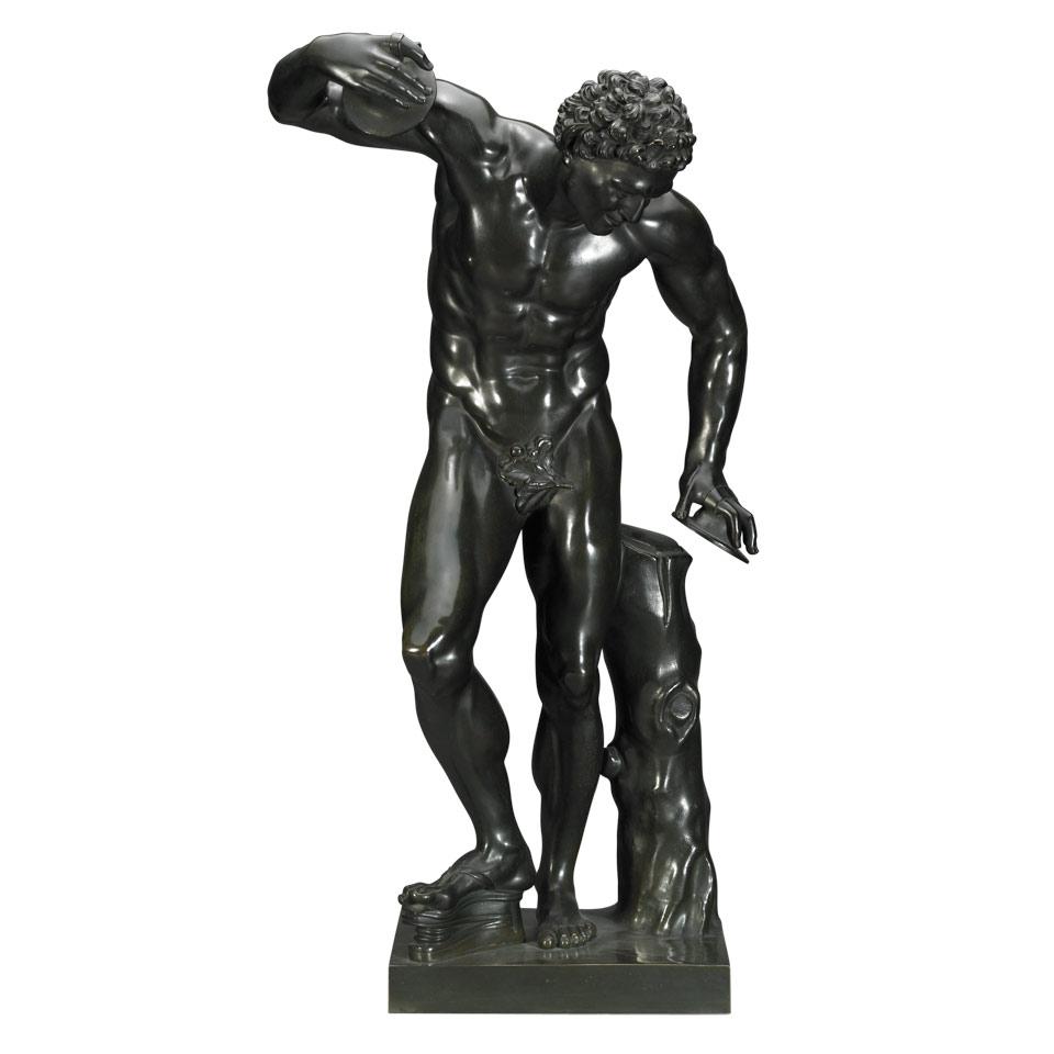 After the Antique, Patinated Bronze Figure of The Dancing Faun, late 19th century