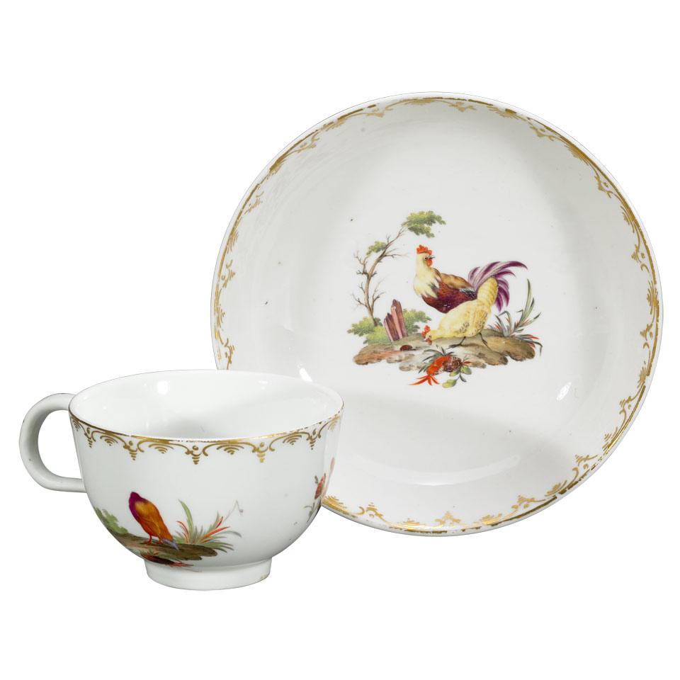 The Hague-Decorated Tournai Cup and Saucer, c.1780