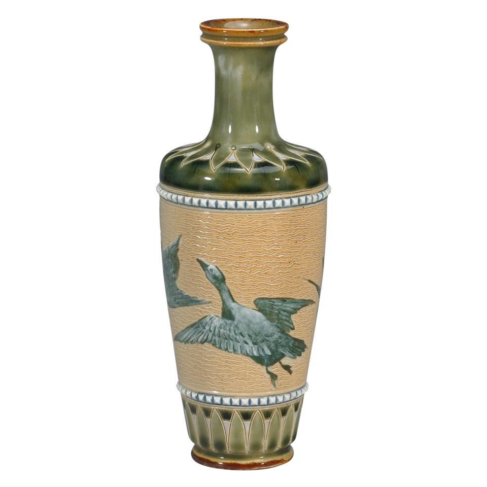 Doulton Lambeth Pâte-sur-Pâte Stoneware Vase, Florence Barlow, c.1895