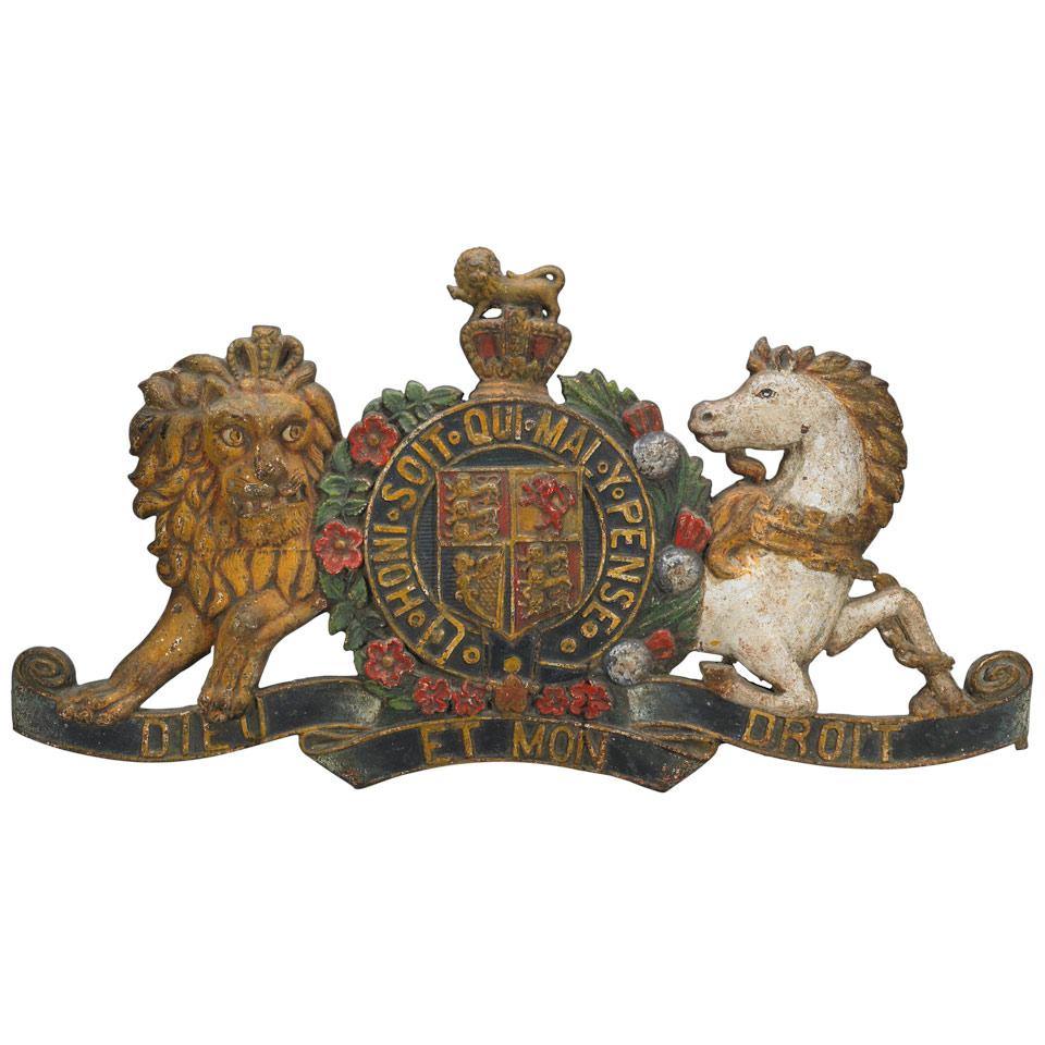 Painted Cast Iron Royal Coat of Arms, late 19th/early 20th century