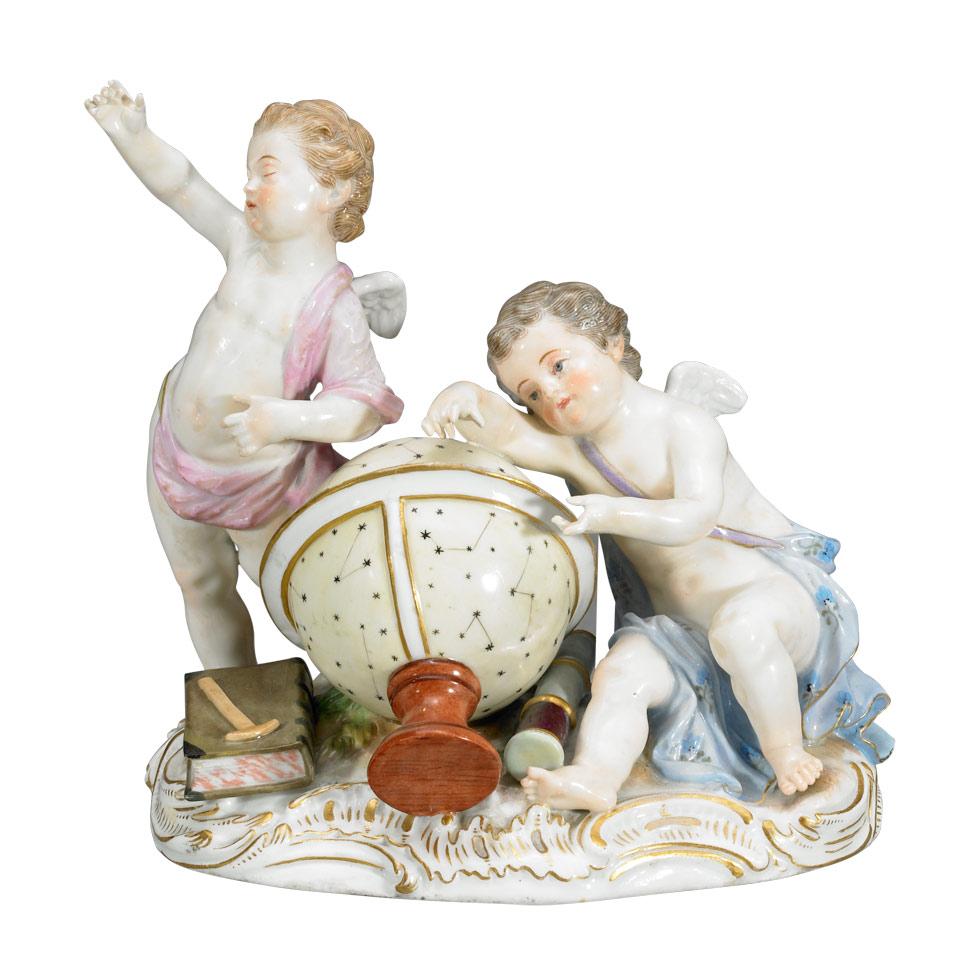 Meissen Group of Cherub  Astronomers, late 19th century