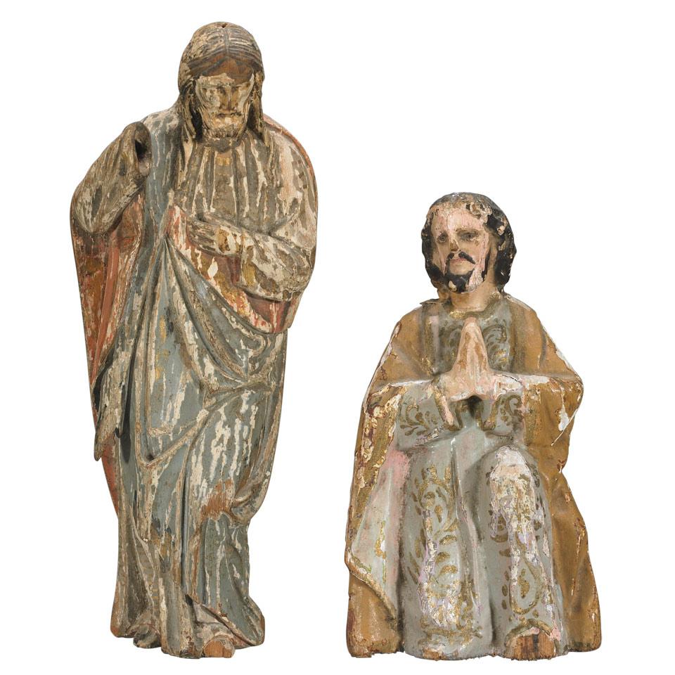 Two Italian Carved and Polychromed Figures of Joseph, 19th century