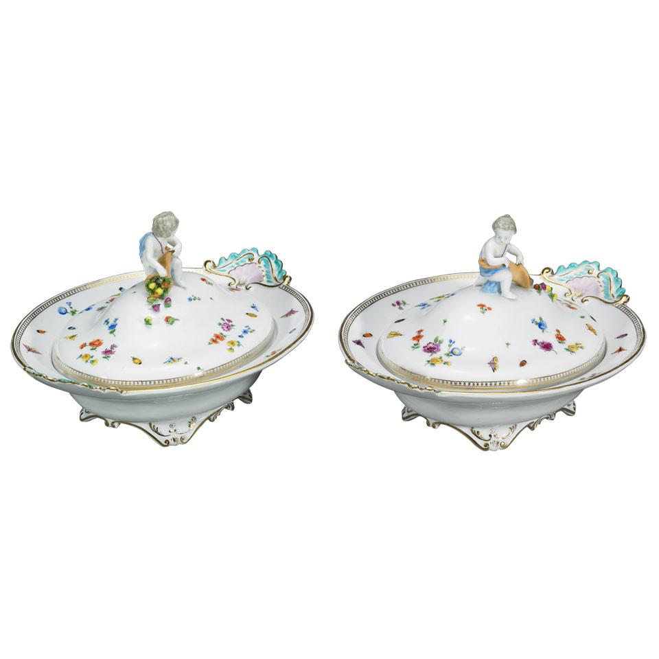 Pair of Meissen Covered Vegetable Dishes, late 19th century
