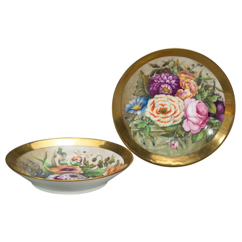 Pair of Minton Floral Painted Saucers, c.1800-15