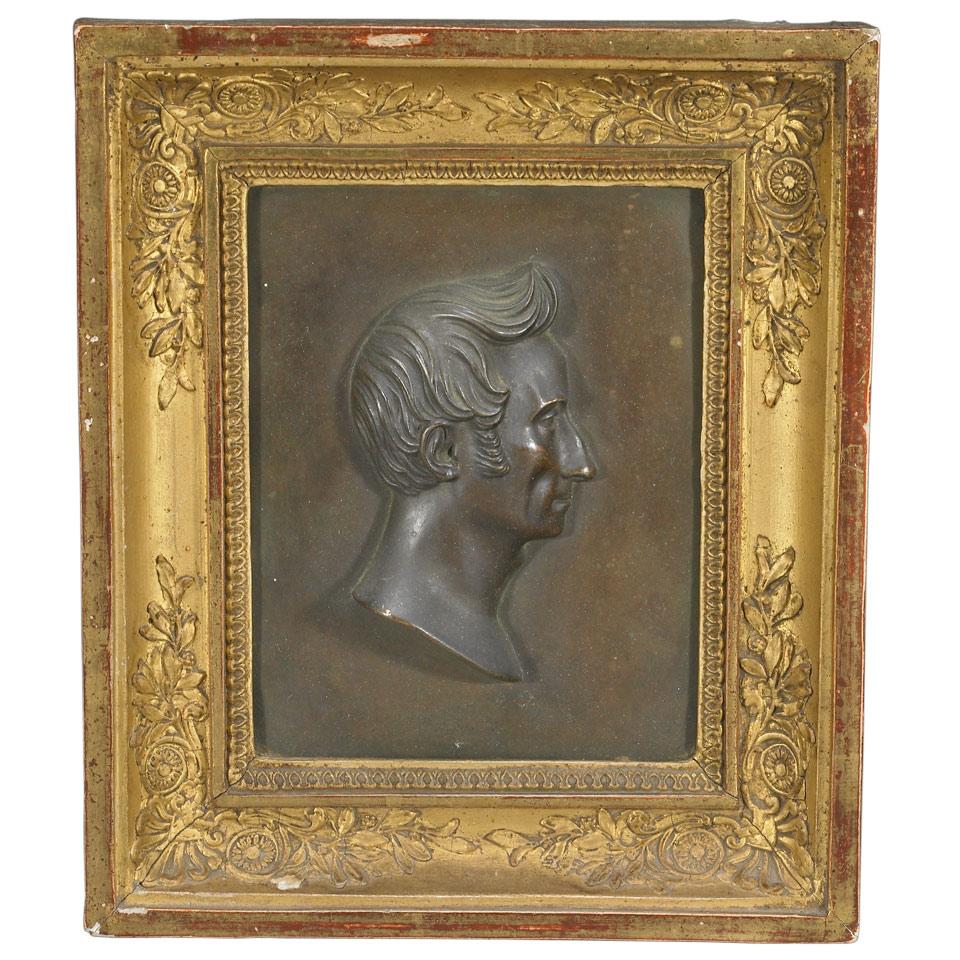 French Bronze Relief Portrait Plaque of Jacques Mathieu Delpeche, 1832