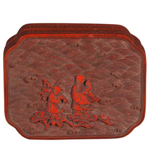Carved Cinnabar Lacquer Quatrelobed Box and Cover, Qing Dynasty, 19th Century