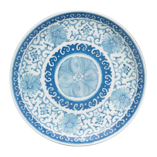 Pair of Export Blue and White Plates, Jiaqing Mark, Qing Dynasty, 19th Century