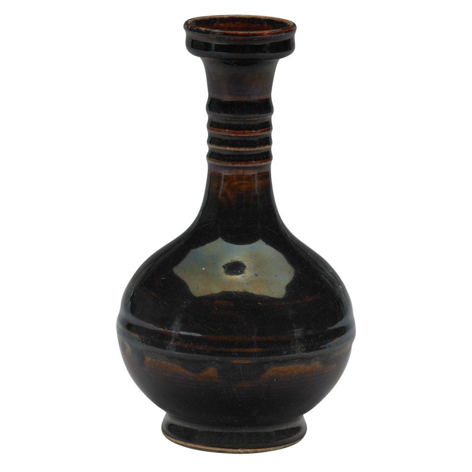 Black Glazed Bottle Vase, Qing Dynasty, 18th Century