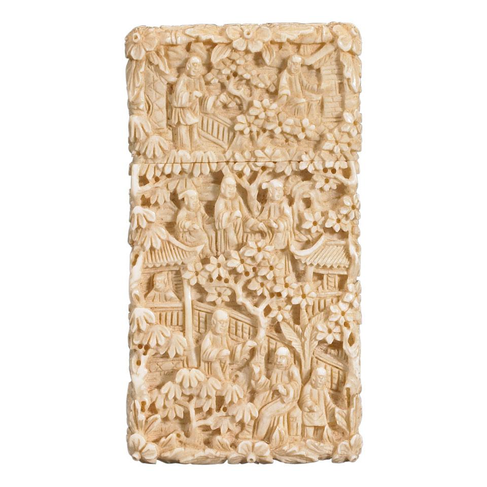 Export Ivory Carved Card Case, Qing Dynasty, 19th Century