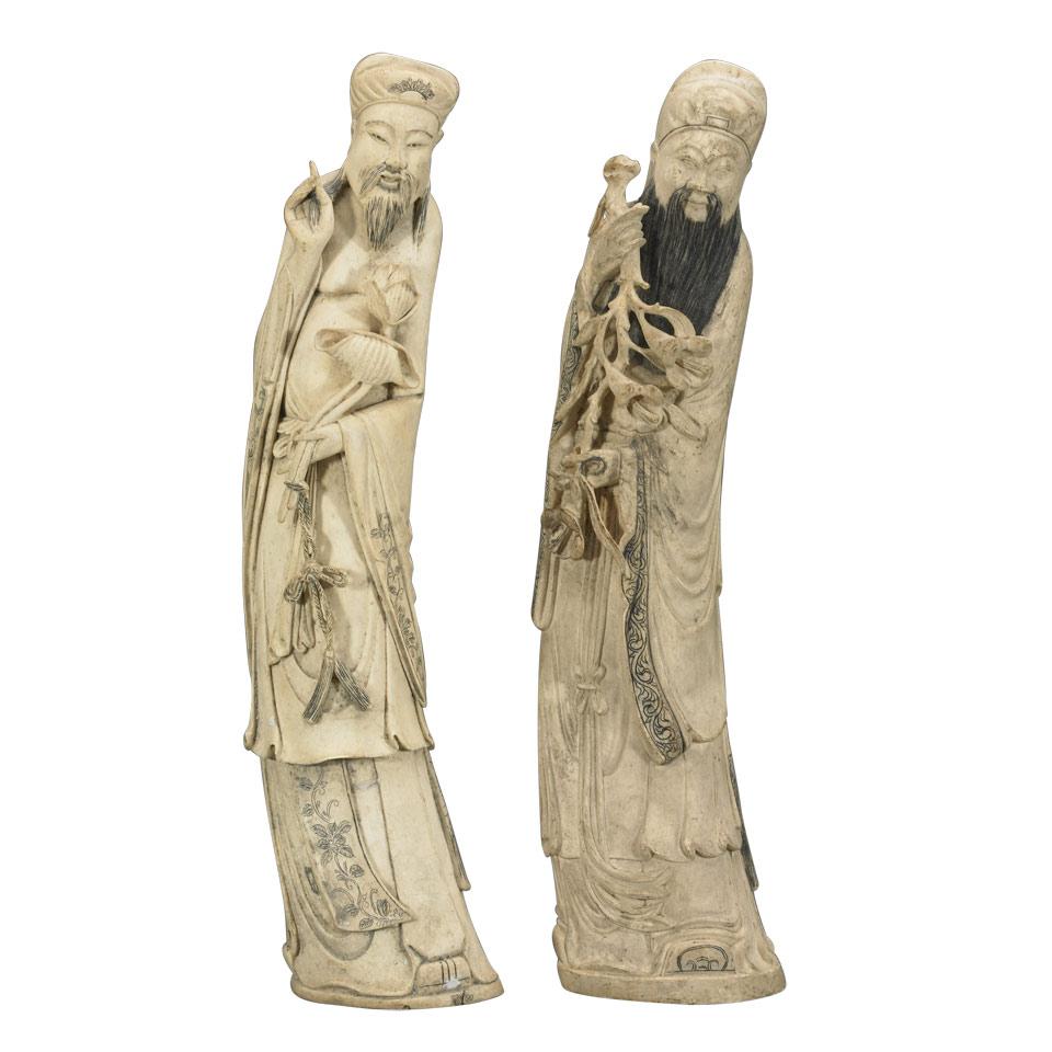 Two Ivory Carved Immortals