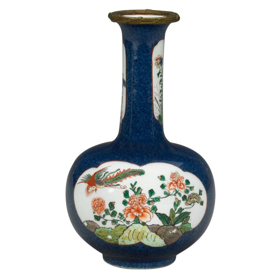 Famille Verte Ormolu Mounted Bottle Vase, Qing Dynasty, 19th Century