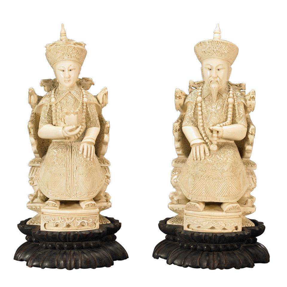 Ivory Carved Figure of a King and Queen