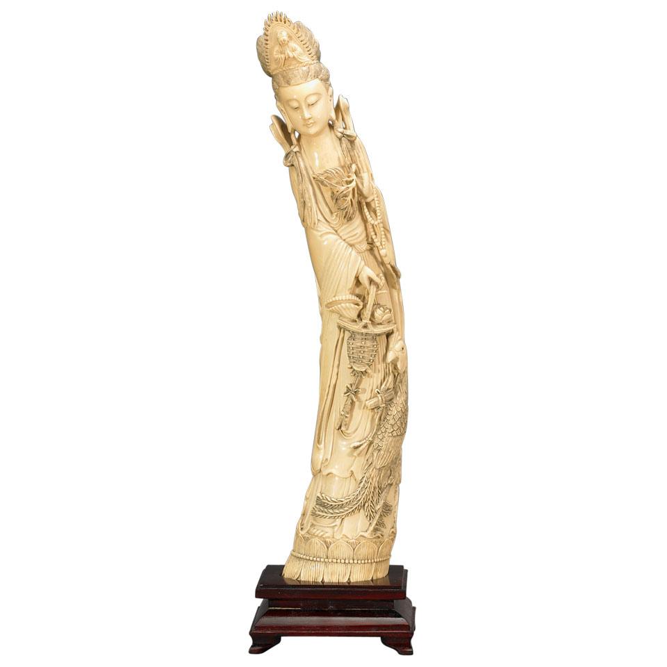 Large Ivory Carved Guanyin