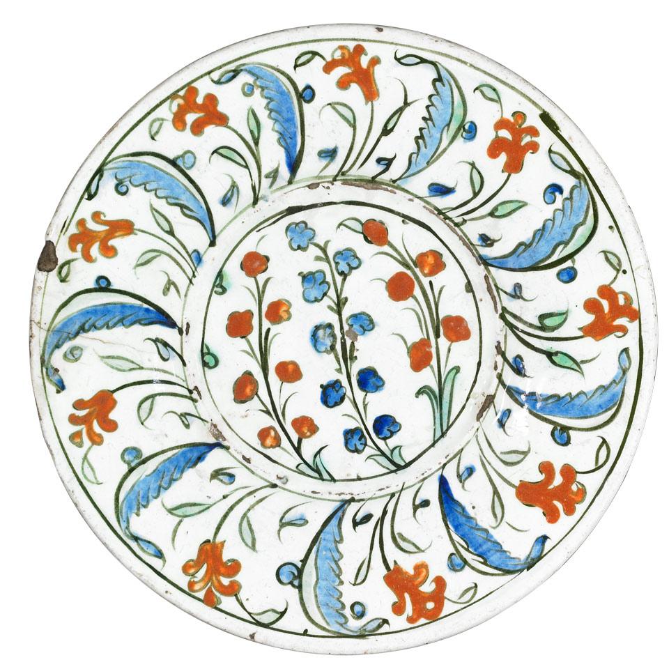 Iznik Style Plate, Turkey, 19th Century