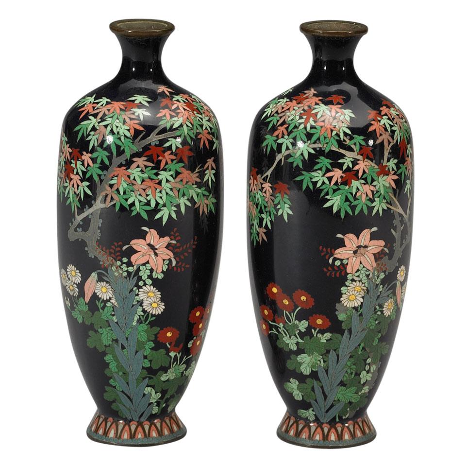 Pair of Cloisonné Enamel Vases, Meiji Period (1868-1912)