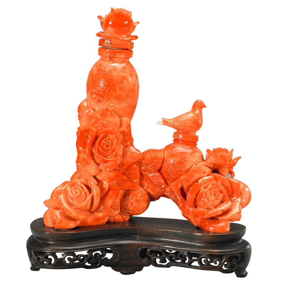 Carved Coral Double Snuff Bottle