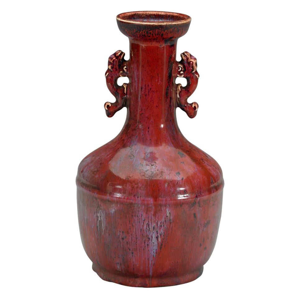 Flambé Glazed Mallet Vase, Yongzheng Mark