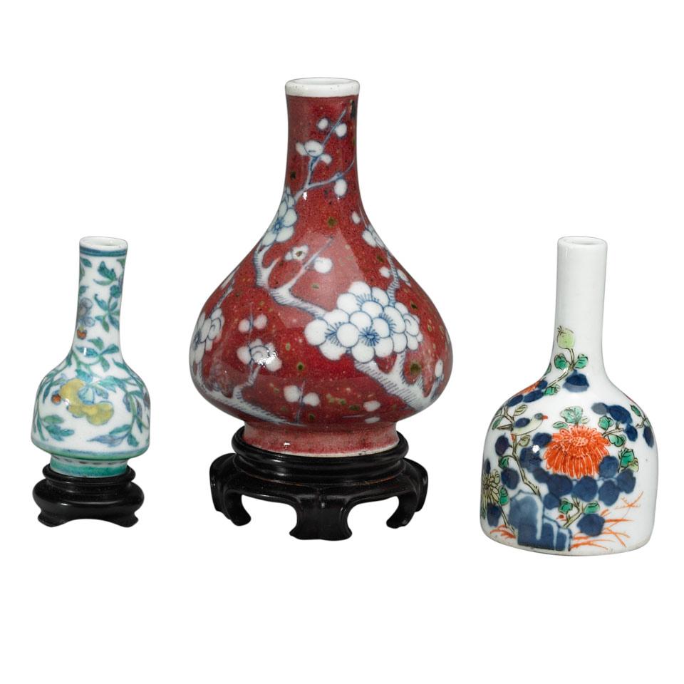 Three Porcelain Miniature Vases, Early 20th Century