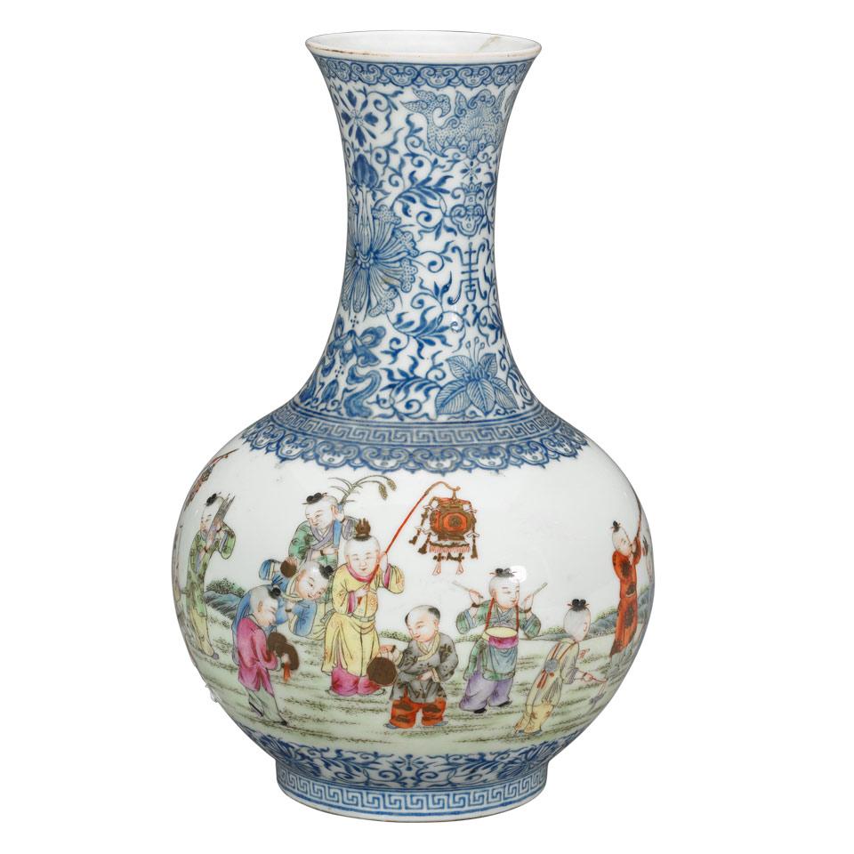Famille Rose Boys Vase, Qianlong Mark, Republican Period, Early 20th Century